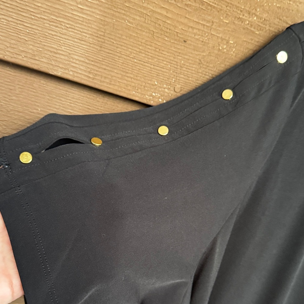 Susan Graver Black Blouse with Gold Button Details - Picture 7 of 7